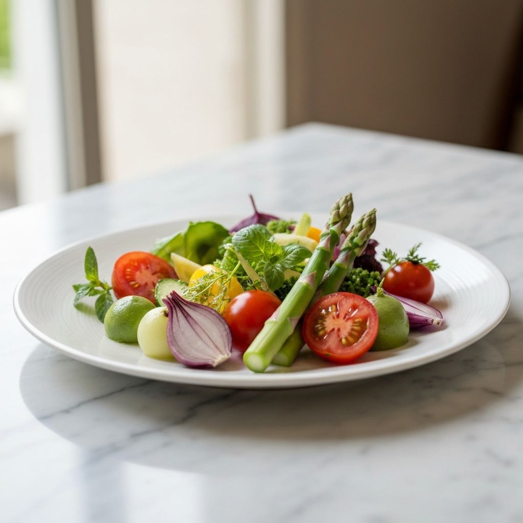 Artfully arranged elegant plate with fresh quality ingredients