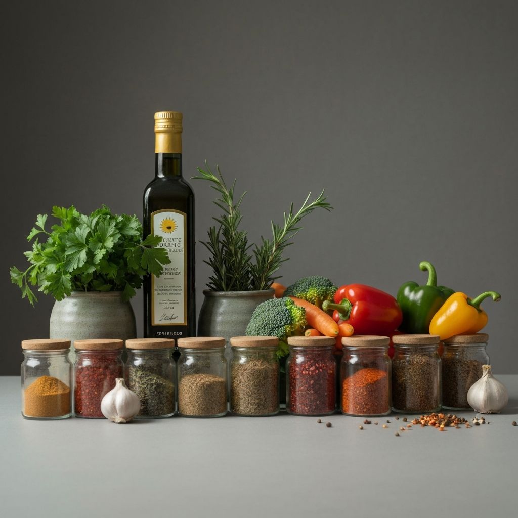 Arrangement of quality foods and natural ingredients